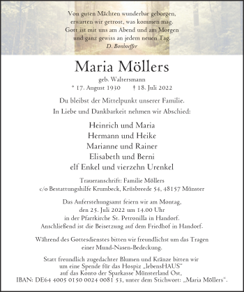 Anzeige von Maria Möllers 