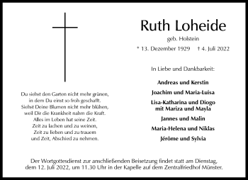 Anzeige von Ruth Loheide 