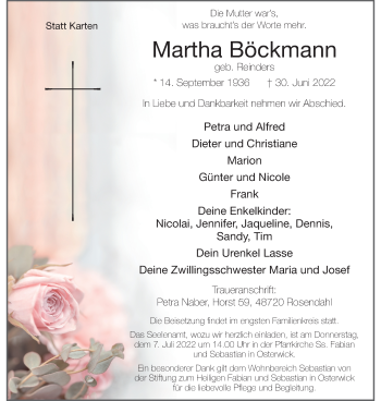 Anzeige von Martha Böckmann 