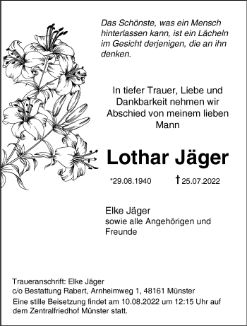 Anzeige von Lothar Jäger 