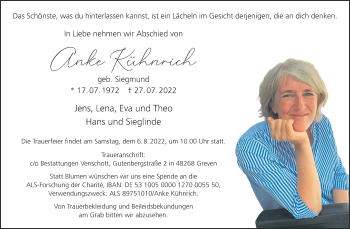 Anzeige von Anke Kühnrich 