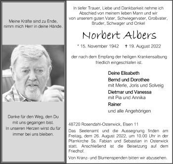 Anzeige von Norbert Albers 