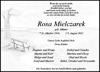 Anzeige von Rosa Mielczarek 