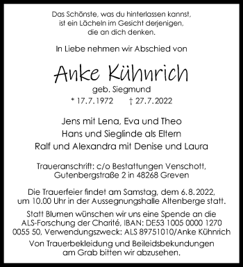 Anzeige von Anke Kühnrich 