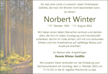 Anzeige von Norbert Winter 