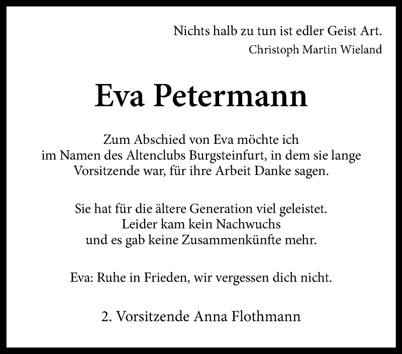 Traueranzeigen Von Eva Petermann Trauer Ms