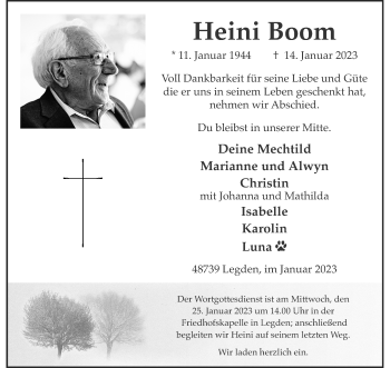 Anzeige von Heini Boom 