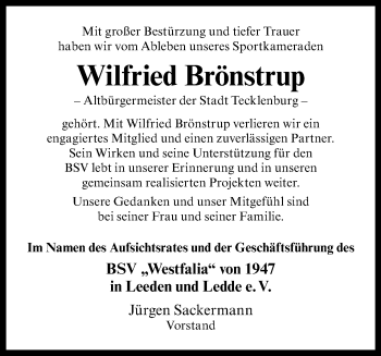 Anzeige von Wilfried Brönstrup 