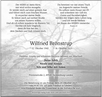 Anzeige von Wilfried Brönstrup 