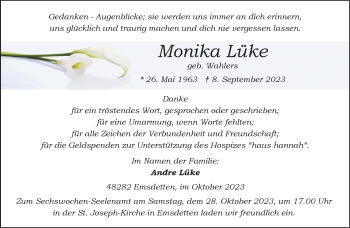 Anzeige von Monika Lüke 