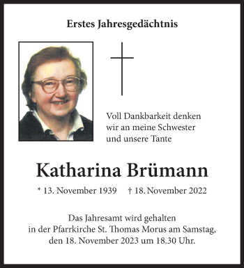 Anzeige von Katharina Brümann 