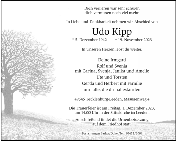 Anzeige von Udo Kipp 