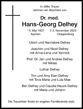 Anzeige von Dr. med. Hans-Georg Delhey 