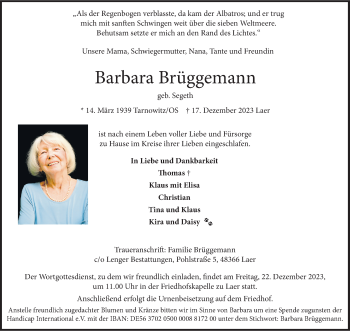 Anzeige von Barbara Brüggemann 