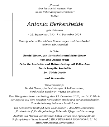 Anzeige von Antonia Berkenheide 