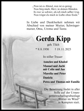 Anzeige von Gerda Kipp 