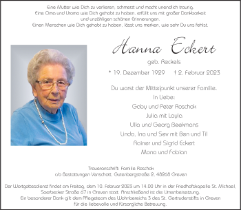 Anzeige von Hanna Eckert 