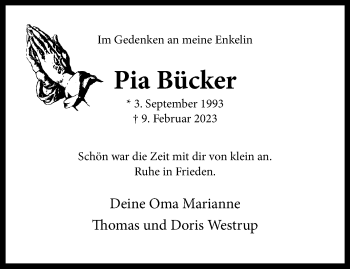 Anzeige von Pia Bücker 