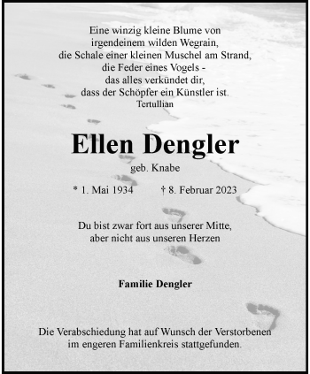 Anzeige von Ellen Dengler 