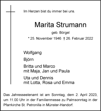 Anzeige von Marita Strumann 