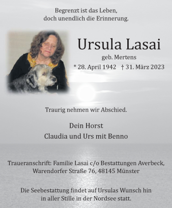 Anzeige von Ursula Lasai 