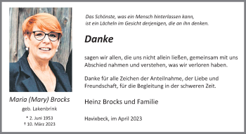 Anzeige von Maria Brocks 