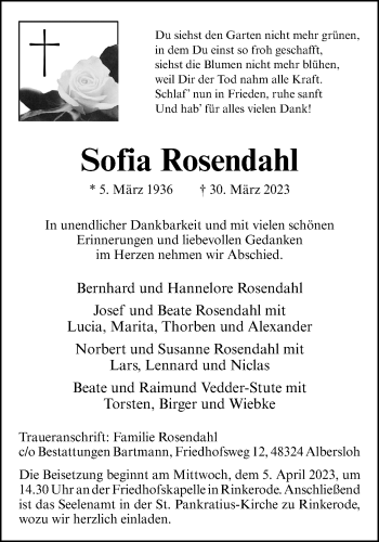 Anzeige von Sofia Rosendahl 