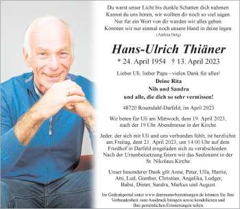 Anzeige von Hans-Ulrich Thiäner 