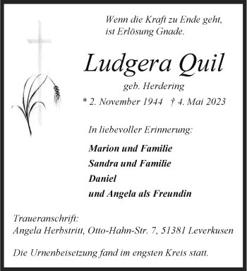 Anzeige von Ludgera Quil 