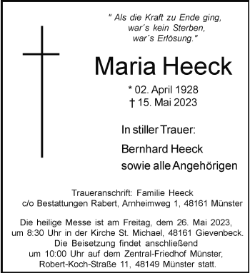 Anzeige von Maria Heeck 