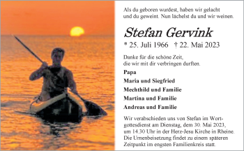 Anzeige von Stefan Gervink 