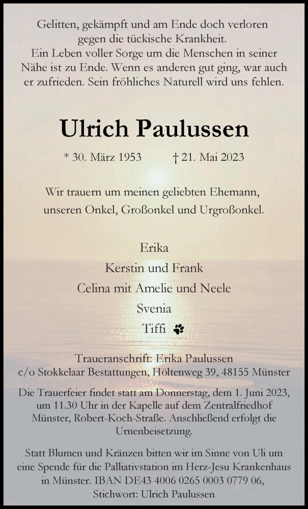  Traueranzeige für Ulrich Paulussen vom 27.05.2023 aus 