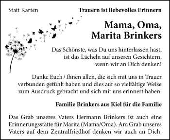 Anzeige von Marita Brinkers 