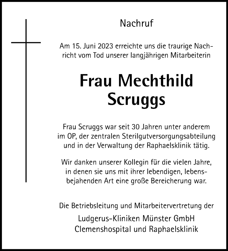  Traueranzeige für Mechthild Scruggs vom 24.06.2023 aus 