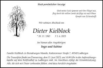 Anzeige von Dieter Kielblock 