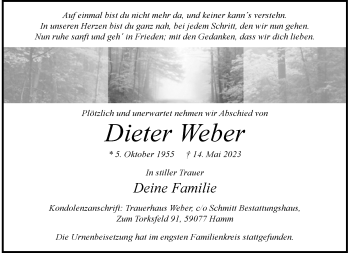 Anzeige von Dieter Weber 