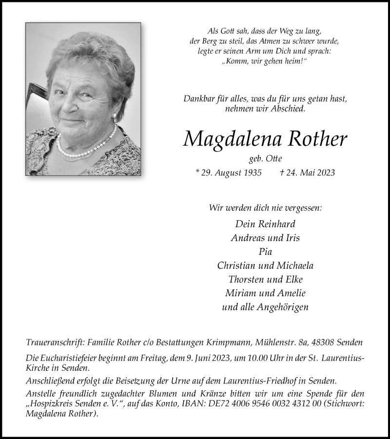 Traueranzeigen Von Magdalena Rother Trauerms 6143