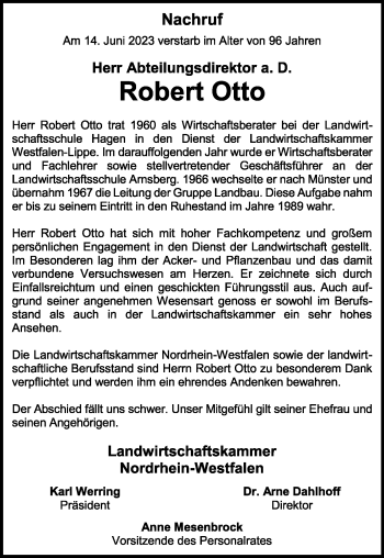 Anzeige von Robert Otto 