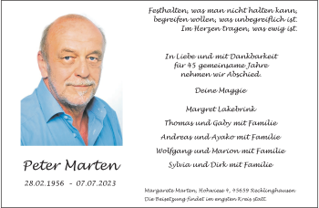 Anzeige von Peter Marten 