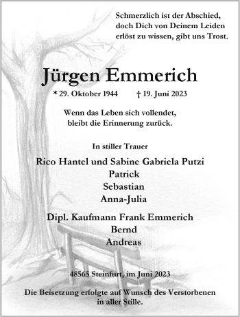 Anzeige von Jürgen Emmerich 