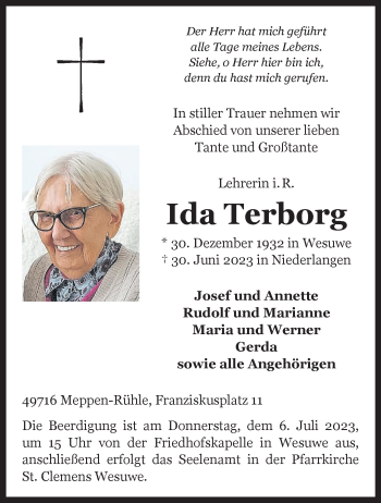 Anzeige von Ida Terborg 