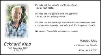 Anzeige von Eckhard Kipp 