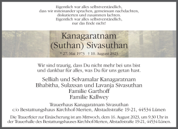 Anzeige von Kanagaratnam Sivasuthan 