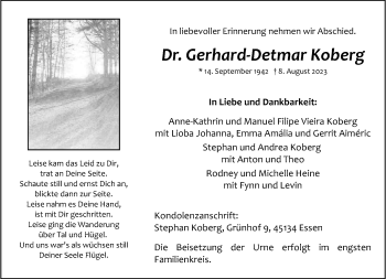 Anzeige von Dr. Gerhard-Detmar Koberg 