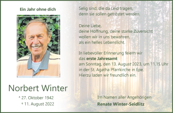 Anzeige von Norbert Winter 