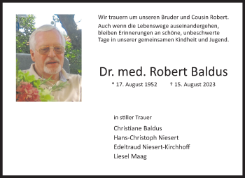 Anzeige von Dr. med. Robert Baldus 