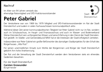 Anzeige von Peter Gabriel 