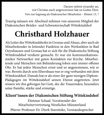 Anzeige von Christhard Holzhauer 