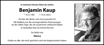 Anzeige von Benjamin Kaup 