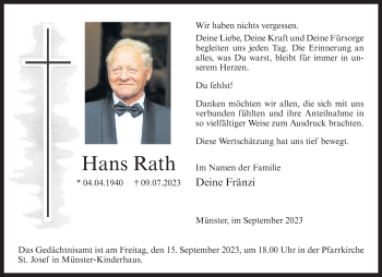 Anzeige von Hans Rath 